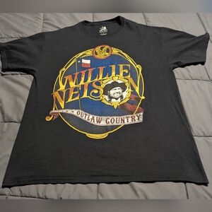 Willie Nelson Outlaw Country Black T-shirt Size Large